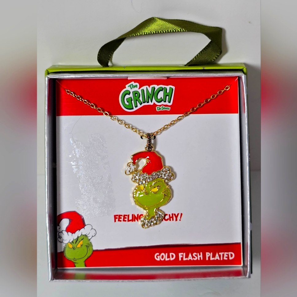 Dr Seuss The Grinch Gold Flash Plated Necklace Nwt